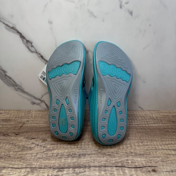 Lynco Flips‎ Maui Shimmer Aqua Comfort Thong Sandals Women's Size 5 - Picture 4 of 6